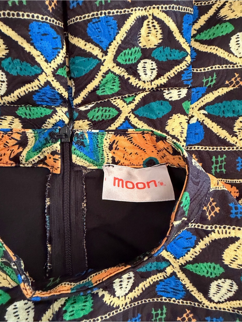 Black Embroidered Floral Fit & Flare Dress - Green & Orange Flowers - Picture 3 of 3